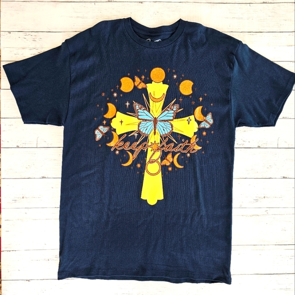 Take That Yellow Cross Keep Faith Sparkle Butterfly Graphic Tee Shirt Black 1X - Picture 1 of 5